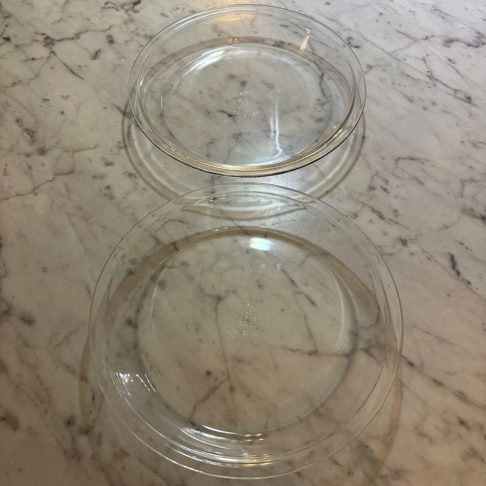 Pyrex 209 Clear Glass 9 Inch Pie Plate Baking Dish Set of 2 Vintage Made in USA